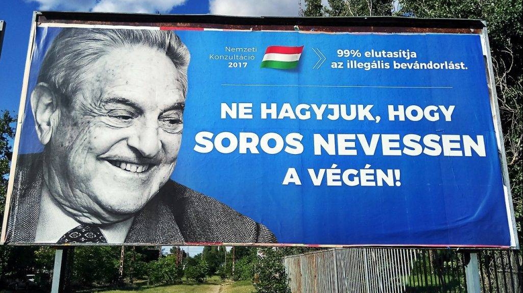 Die aktuelle Plakatkampagne der ungarischen Regierung 