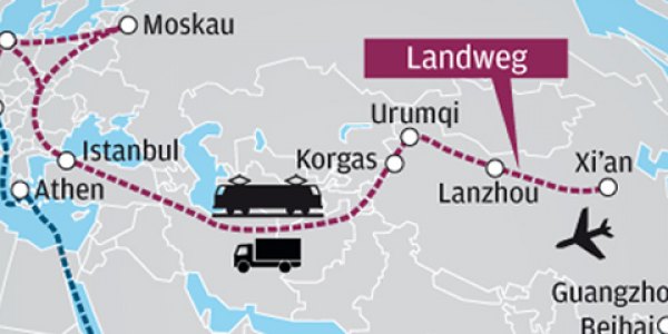 Über Osteuropa sollen Waren aus dem Reich der Mitte schneller in den Westen gelangen. Dazu pumpt Peking Milliarden in die Infrastruktur. / Grafik: Martin Cmund, WirtschaftsBlatt