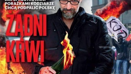 "Blutdürstig" - Titelseite des konservativen Kampfblattes "WSieci" von Oktober 2016. Sie zeigt in einer Fotomontage den Anführer der Protestbewegung "Komitee zum Schutz der Demokratie"