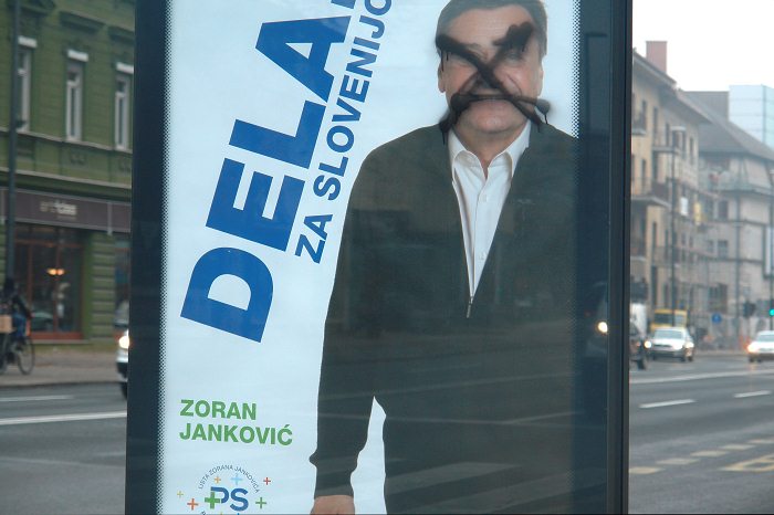 Wahlplakat für die bevorstehende Wahl in Ljubjlana. Fotocredit: Simon Riesche, n-ost