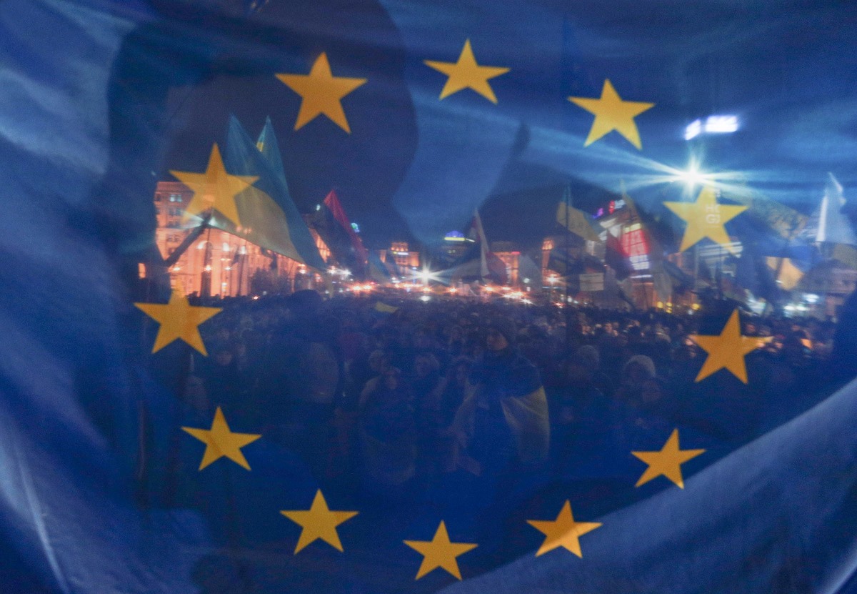 Sehnsuchtsort Europa: Pro-EU-Demonstration auf dem Maidan in Kiew im November 2013 / Konstantin Chernichkin, n-ost