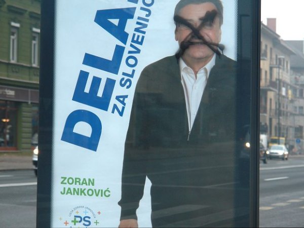 Wahlplakat für die bevorstehende Wahl in Ljubjlana. Fotocredit: Simon Riesche, n-ost