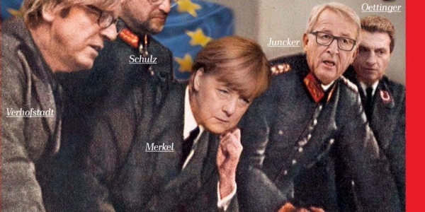 Merkel im deutschen Hauptquartier - Ausschnitt aus dem Titel des polnischen Nachrichtenmagazins Wprost&nbsp; vom 11. Januar 2016.